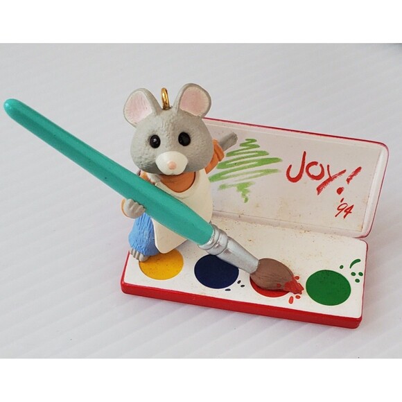 Mouse with Paintbrush Art Palette Colors of Joy Hallmark 1994 Christmas Ornament - Picture 1 of 8